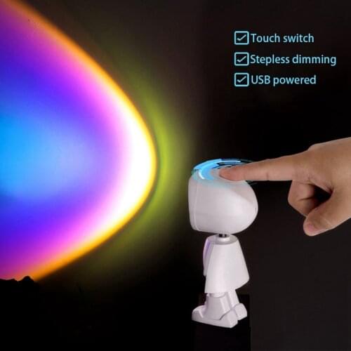 Usb Led Projector Atmosphere Night Light Touch Control Photography Projection Sunset Lamp Robot Design Home Room Wall Decoration