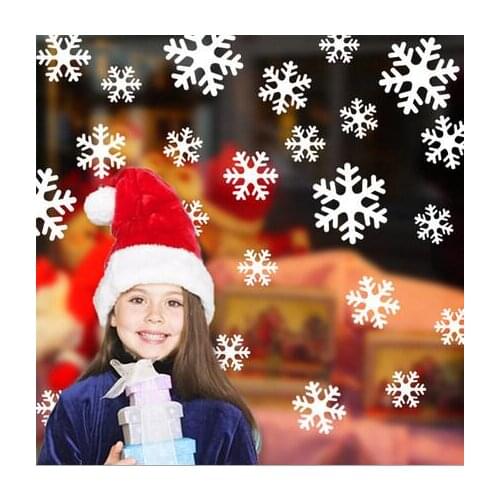Merry Christmas White Snow Frozen Wall Decals Snowflake Wall Stickers Vinyl New Year Window Decal Mural vinilos paredes A002