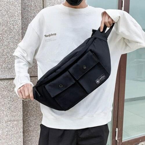 Waterproof Sports Crossbody Bag Unisex Hip Waist Pack Multi-function Canvas Bag Outdoor Men Chest Bags Belt Phone Pouch