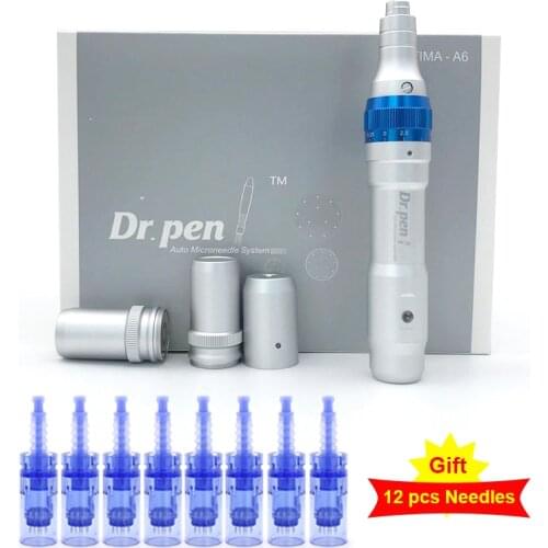 High Quality Wireless And Wired Derma Pen Ultima A6 With 12pcs Dr Pen Needle Cartridges For Derma Stamp Micro Needle Care Tattoo
