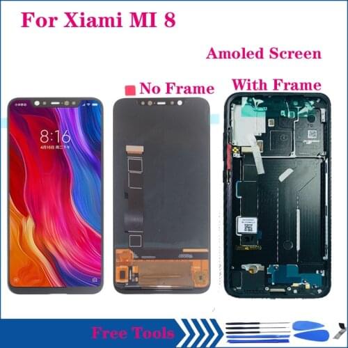6.21'' Amoled For Xiaomi Mi 8 MI8 Lcd Display With Touch Screen Digitizer Assembly For Xiaomi 8 M1803E1A OLED Screen Repair kit