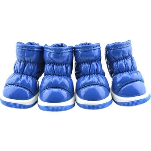 4Pcs/Set Dogs Shoes Autumn Winter Snow Boots Casual Warm Slip-Resistant Waterproof Breathable Warm Suede Shoes