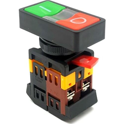 1Pcs 22mm/25mm 220V AC ON/OFF START STOP 1NO/NC 2 buttons AS-22N 25N Momentary double head Push Button Switch With LIGHT