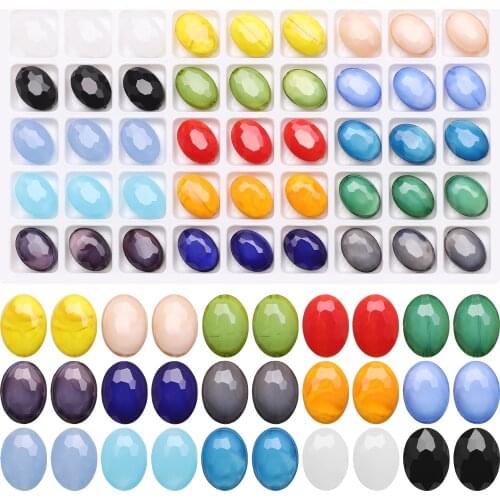 15 Colored Glass Oval Beads Green 9x12mm 90Pcs/Box Faceted Crystal Spacer Flat Pendants for DIY Jewelry Making Earing Necklace