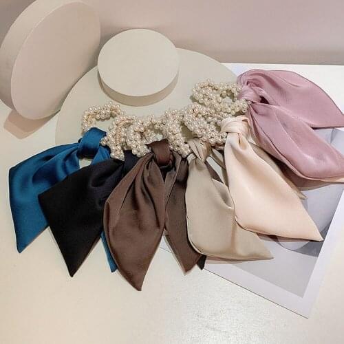 Sweet Gilr Hair Accessories Hair Rope Satin Knotted Bow Hair Ring Long Ribbon Elastic Hair Bands Scrunchies Ponytail Holder