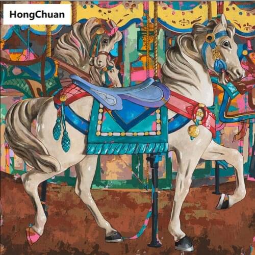 Diamond embroidery, scenery horse, 5d diamond painting square round diamond inlay rhinestone picture cross stitch new year gift