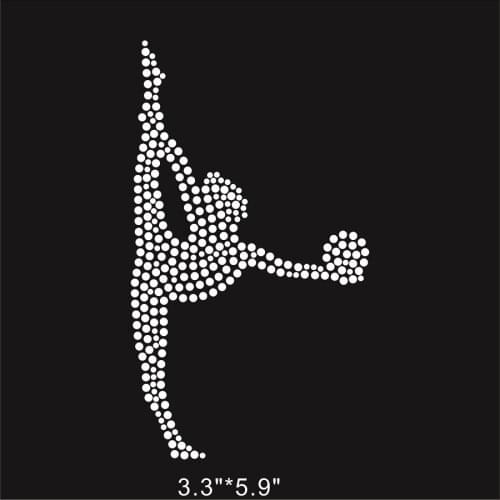Girl throws ball hot fix rhinestone transfer motifs iron on crystal transfers design iron on applique patches for shirt dress