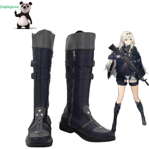 CosplayLove Girls' Frontline AN-94 Black Cosplay Shoes Long Boots Leather Custom Hand Made For Halloween