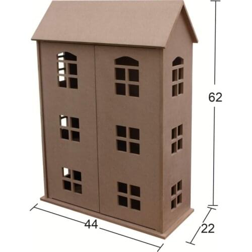 MNH02 2 Lid Wooden Play House, Unpainted Mdf Wood Home