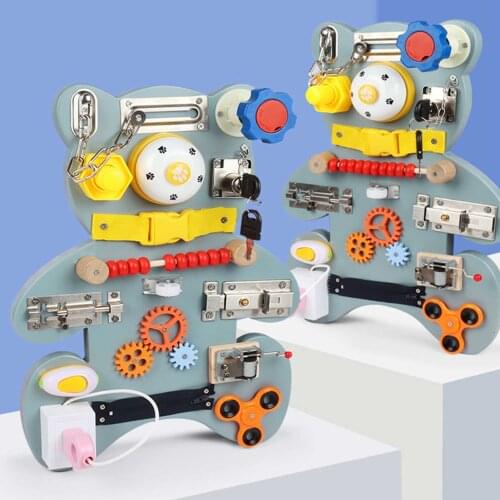 Childrens Montessori Unlock Toys Baby Music Bear BusyBoard Training Early Educational Sensory Board For Toddler Development