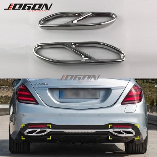 For Benz S Class W222 Facelift 2018 2019 C217 A217 S450 S500 Car Rear Tail End Pipe Exhaust Muffler Stickers Tips Cover Trims