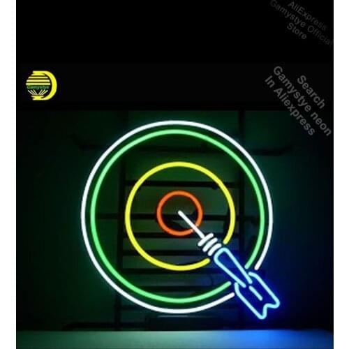 Dart Board Bullseye Classic Neon Light Sign Real GlassTube Handcrafted Game Room Basketball Team Sign Lighting Tube Neon Shop