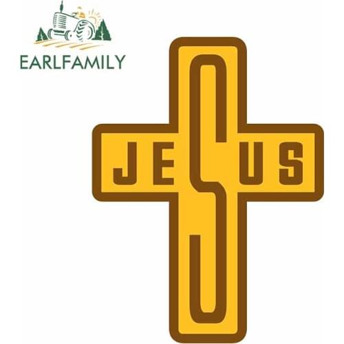EARLFAMILY 13cm x 9.8cm for Text Jesus Laotop Cross Car Stickers Windshield Personality Decal Scratch-Proof Motorcycle Graphics