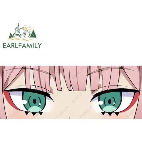 EARLFAMILY 15cm x 5.6cm Anime DARLING In The FRANXX Zerotwo Eyes Slap Car Sticker Vinyl Decal JDM Classic Peek Girl Stickers