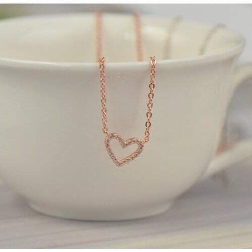 Elegant Wedding Jewelry Fashion Crystal Rhinestone Love Heart Necklace Girlfriend Romantic Brand Luxury Valentine Day Gift