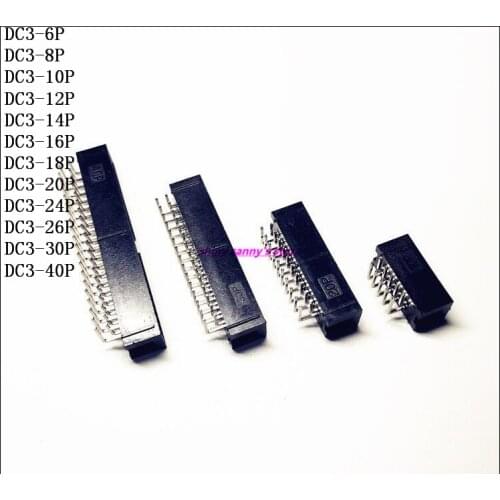 DC3-24P , 26P , 30P , 40P Socket Elbow Double Row IDC Box Connector 2.54mm Pitch Box Headers Female Connector Brand New