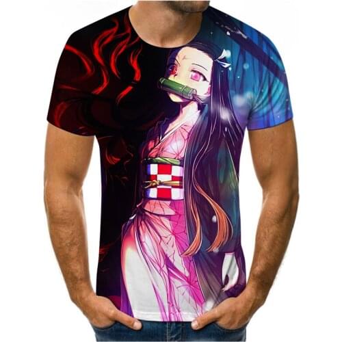 2021 anime pattern 3D printing Harajuku fashion trend men and women cute T-beautiful girl shirt summer new mens T-shirt