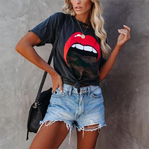 Summer New Women T-Shirt Crew Neck Short Sleeve Printed Rap Hip Hop Street Rock Lady T-shirt