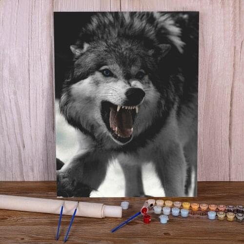 Wolf Cartoon Animal Paint By Numbers Complete Kit Oil Paints 40*50 Picture By Numbers Photo Wall Decoration Handicraft