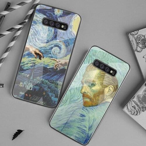 Vincent Van Gogh Paintings Starry Night Phone Case Tempered Glass For Samsung S20 Plus S7 S8 S9 S10 Plus Note 8 9 10 Plus