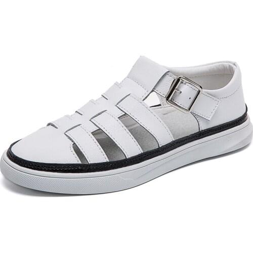 Leather casual shoes chaussures ete femme Solid color Pigskin Lightweight sandals women summer white sandalias las mujeres