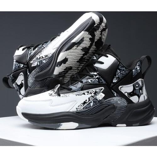 High Quality Thick Sole Leather Sneakers Basketball Shoes Sport Shoes Basket Ball Trainer Shoes Zapatillas Hombre