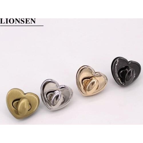 LIONSEN 1pcs Metal Heart Bag Turn Lock Twist Lock Clasp Leather Craft Women Handbag Shoulder Bag Purse DIY Hardware accessories