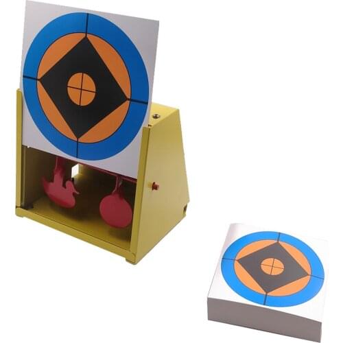 5.50"*5.50" Yellow Pellet Trap with Built-in Spinner+20 White-Exquisite Paper Targets for Airgun, Pellet Gun, BBs and Airsoft
