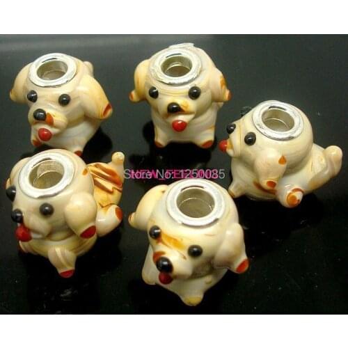 10PCS Fashion High Quality Dog Lampwork Glass Beads fit European Charms Bracelet & Necklace