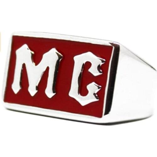 MC Motorcycle Club Ring For Man 316L Stainless Steel Jewelry Biker Style Ring Size 7-15 With Sachet Gift