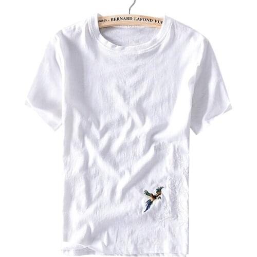 2019 Suehaiwes brand short sleeve t shirt men linen and cotton t-shirt mens round neck fashion t shirts for men summer chemise