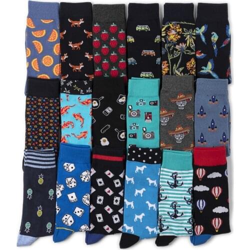 Socks Woman Cartoon Balloon Rockets Poker Women Sock Knee Lemon Bird Strawberry Goldfish Camera Geometric Pattern Happy Spring