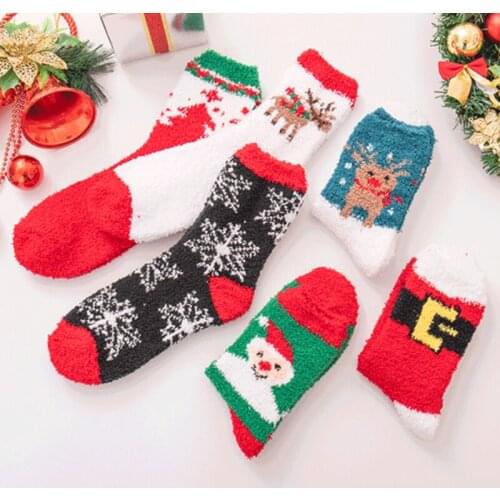 1 Pair Women Socks Casual Winter Christmas Socks Davids Deer Cotton Cartoon Keep Warm Cute Lady Girls Sock Christmas Gift 2021