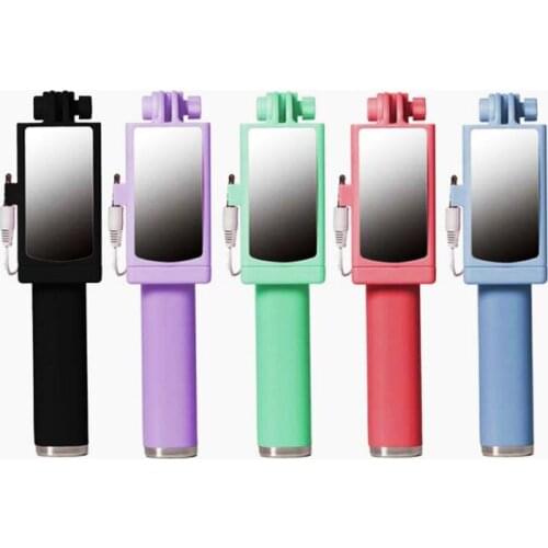 New Extendable Handheld Selfie Stick Monopod Tripod for Phone Wired Selfy Stick with Mirror for Huawei for iphone 5S/6S Plus