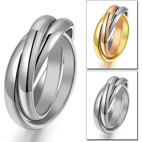 New Triple Interlocked Engagement Rings for Women Stainless Steel Three-in-one Promise Gift for Her Valentines Day