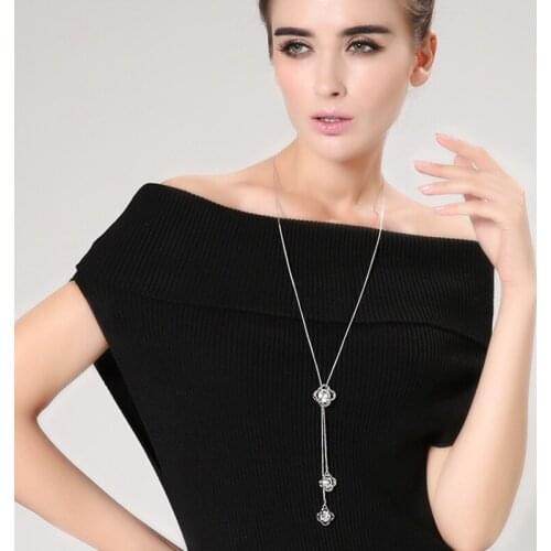 Diamond Necklace Women Pendant Trendy Girls Necklace Chain Ladies Silver Color Classic Necklace Jewelry Lovers Kpop Accessoriess