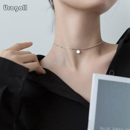 New Genuine 925 Sterling Silver Trendy Round Shaped Pendant Necklace For Women Girl Anniversary Party jewelry Gift