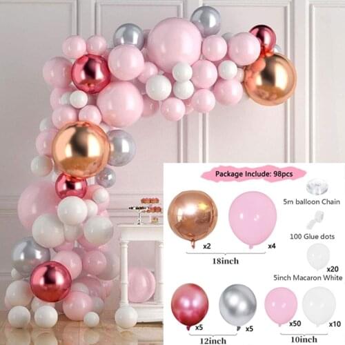 Pink Metallic Balloons Happy Birthday Balloon Garland Kit Wedding Bride To Be Party Balloons Arch Decoration for Adult/Kid