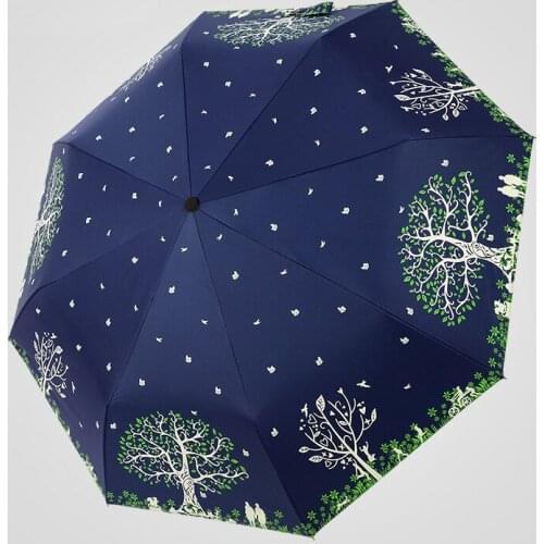 3 Folding 8 Ribs High Quality Love Life Tree Charms Umbrella Rain Women Uv Umbrella Car for Womens Windproof Umbrellas