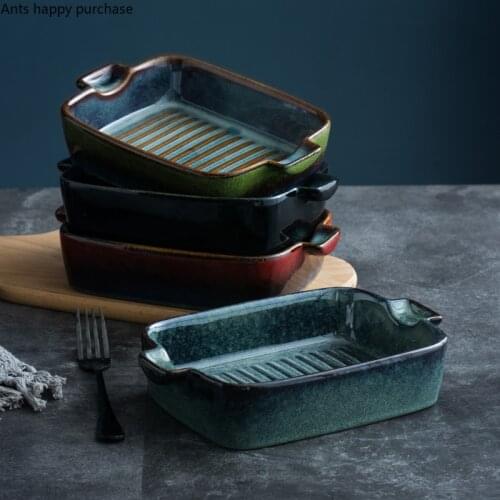 Kiln Change Ceramic Bakeware Home Oven Dedicated Baking Plate Dinner Plate Baked Bowl Multifunctional Tableware Decoration Bowl