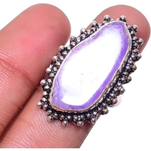 Solar Quarts Ring Silver Overlay over Copper , USA SIZE:8 , R4513