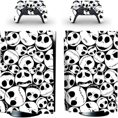 Skull Style PS5 Disc Edition Skin Sticker for Playstation 5 Console & 2 Controllers Decal Vinyl Protective Skins Style 1