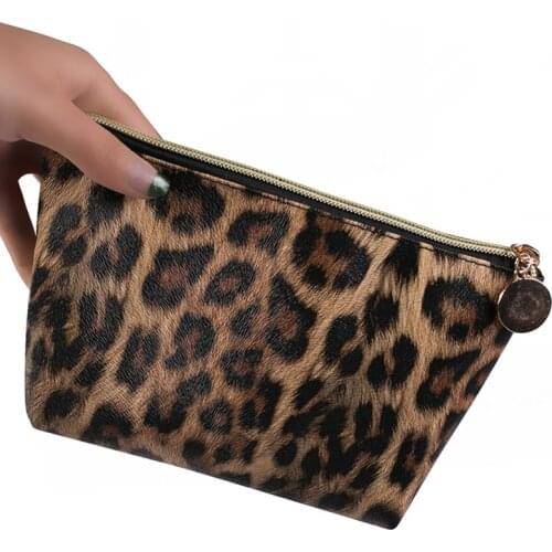 1Pc Fashion Leopard Cosmetic Bag Portable Square Toiletry Bag Cosmetic Makeup Pouch Case Organizer For Travel Leopard Print Bag