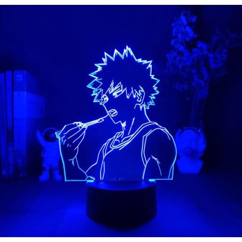 3D LED Night Lamp Bakugo My Hero Academia for Room Decor Birthday Gift Manga Gadget Boku no Hero Academia Katsuki Bakugo Light