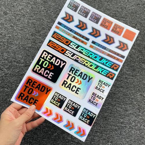 Reflective Laser Rainbow Motorcycle Decals Tank Stickers Bully Dog for KTM Ready to Ship 18CM x 27CM Whole SET