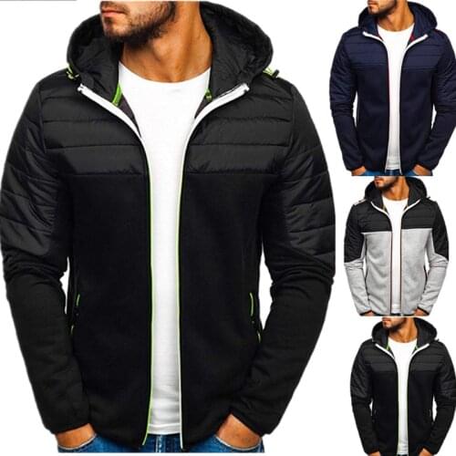 Mens Windbreaker Jackets Waterproof Male Hooded Slim Down Cotton Overcoat Casual Mens Brand Clothing Winter Streetwear Parkas