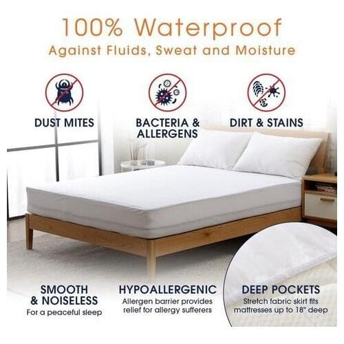 Waterproof Mattress Cover Solid Soft Fitted Sheet with Elastic Band Mattress Protector Cover Air-Permeable Bed Bedding Cover New