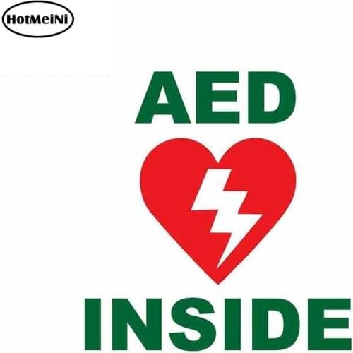 HotMeiNi 13cm x 13cm Funny Car Stickers Waterproof Car Wrap AED Inside Magnet Graphics Laptop Bumper RV Fine Decals Decor