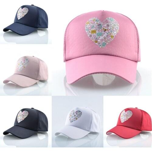 Womens Fashion Seasons Outdoor Travel Sunhat Casual Adjustable Baseball Cap Adult Polyester All-match Sports Hat Love Pattern