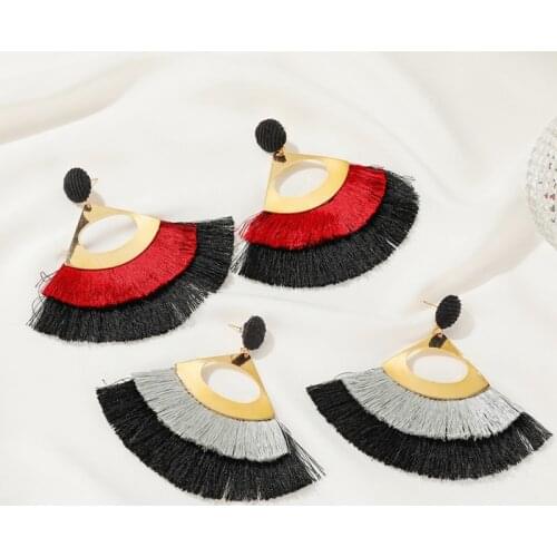 Boho Tassel Earrings For women vintage Big Round Drop Dangle Earrings Bridal Wedding Party Fringed 2021 Jewelry Gift